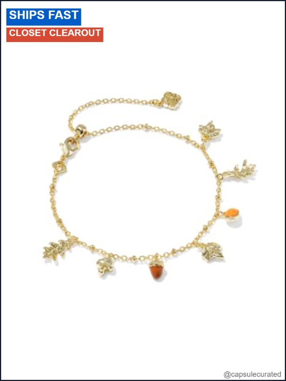 Kendra Scott Autumn Charm Bracelet 14k Gold-Plated Brass Multi Mix Charms